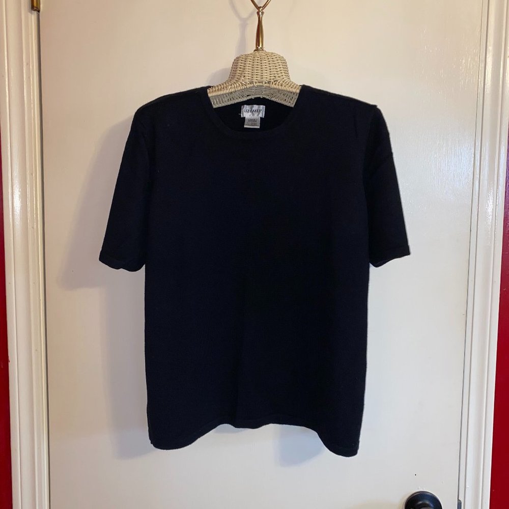 Liz Baker Super Soft Black Short Sleeve Sweater